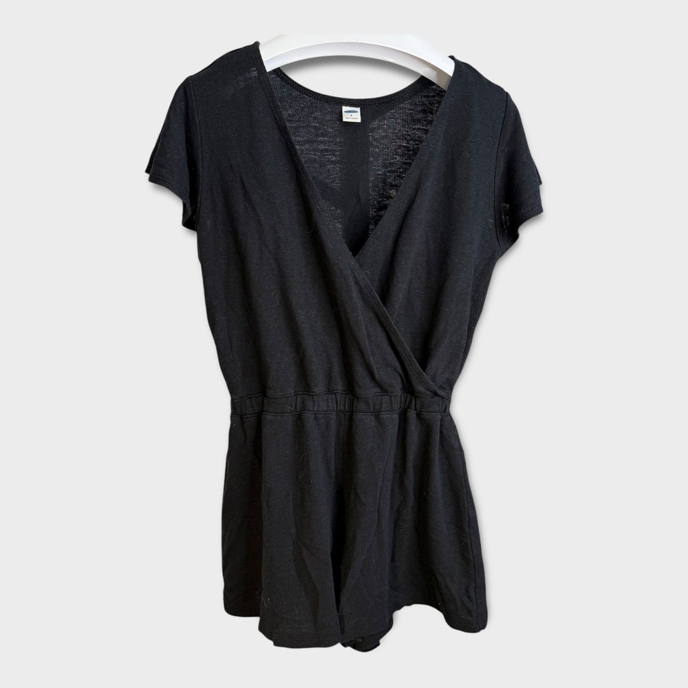 Old Navy Black Linen Blend Romper Size Small